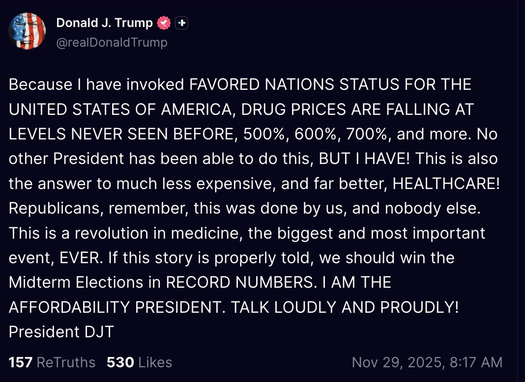 📉KOBEISSI: Trump: "Ho ridotto i prezzi dei farmaci del 700% e ho la soluzione per la riforma sanitaria"