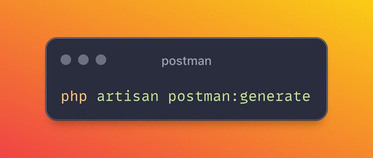 finally, i needed that so much

you can generate a Postman collection from your Laravel routes 🔥

just install the laravel-postman package and run this: