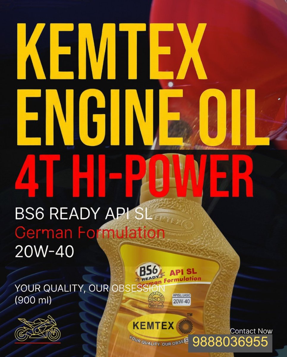 Kemtexpetroltd's tweet image. KEMTEX 4-STROKE ENGINE OIL FOR YOUR BIKE - Unleash your bike&apos;s true potential.

#engineoil #bikecare #engineprotection #enginecare #kemtex