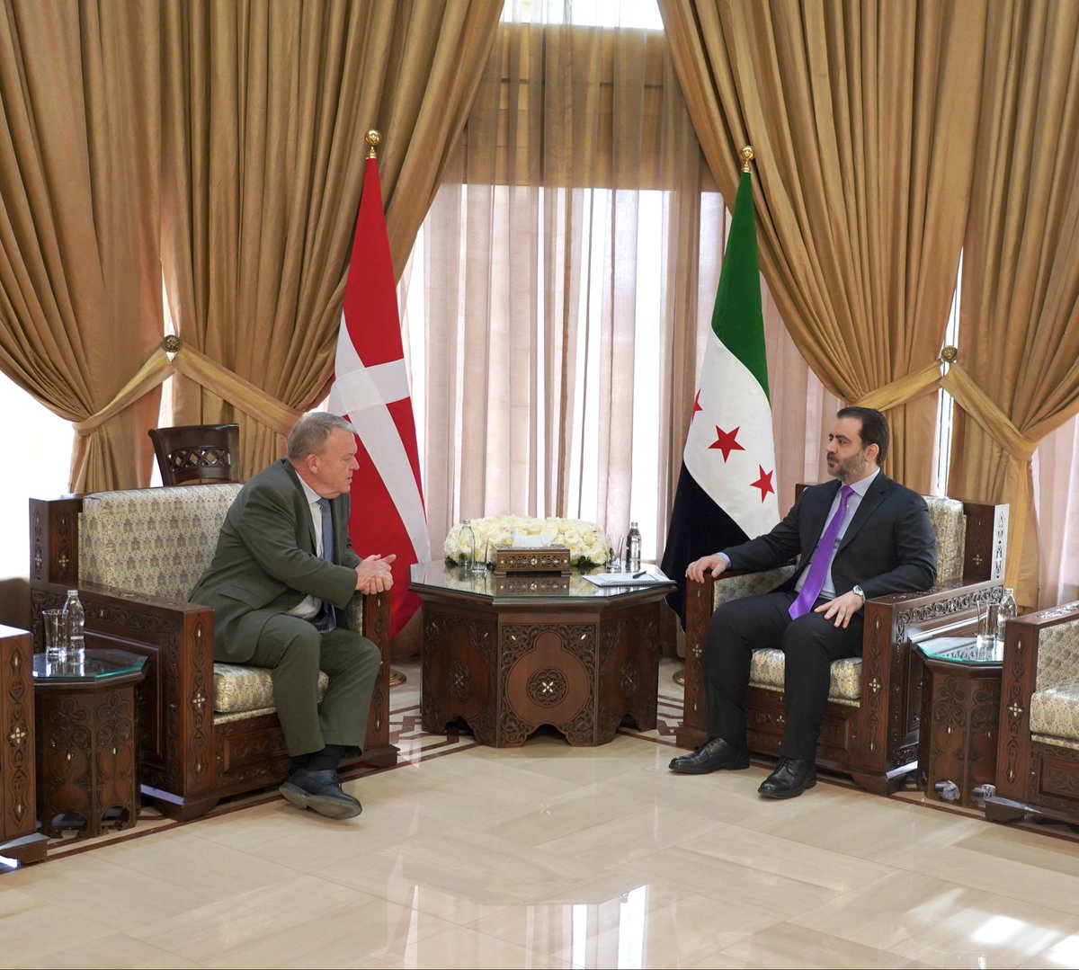 DanishMFA's tweet photo. FM @larsloekke: “Important meeting w/ Syrian FM colleague al-Shaibani. We agreed to strengthen our relationship. A more stable Syria in our common interest. We will work together on moving forward with trade, investments and return of more Syrian refugees from DK and Europe.” https://t.co/AO48tf8dqB