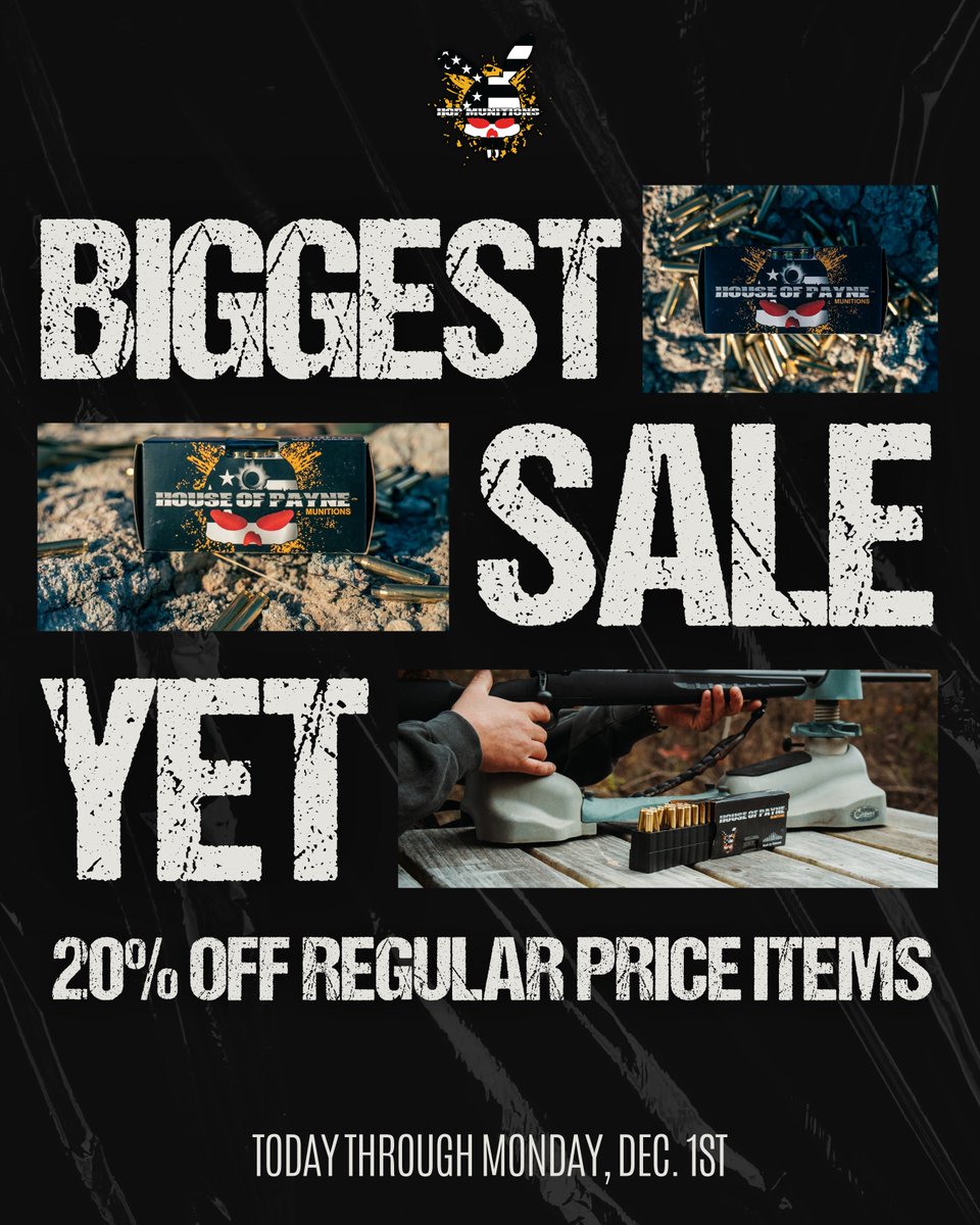 CYBER MONDAY starts NOW⚡️ Get 20% off when you use code CYBERMONDAY at checkout — now through Monday, Dec 1.

Our biggest online deal EVER! Shop now at hubs.li/Q03VZP4V0. (Excludes sale and bulk options).

#HOPMunitions #CyberMonday #MadeInUSA