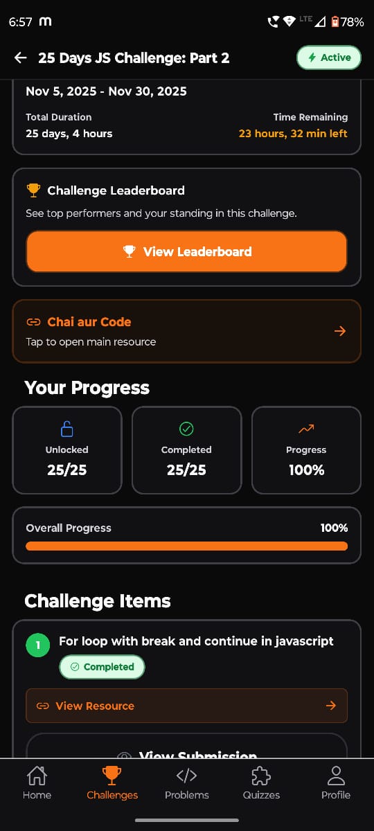 hey_akhill's tweet image. Successfully completed the JS Challenge Part 2 
Secured 2nd position on the leaderboard,
Big thanks to @Hiteshdotcom  for creating such an effective challenge format it really helped me cover my backlog and stay consistent.
@ChaiCodeHQ @nirudhuuu 
#JavaScript  #CodingJourney
