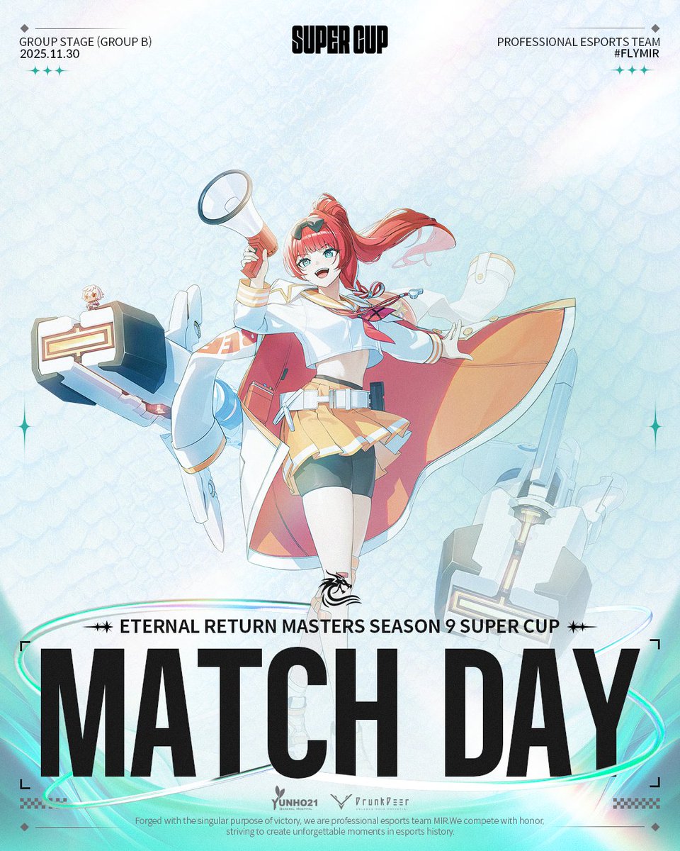 𝐌𝐀𝐓𝐂𝐇 𝐃𝐀𝐘

ER Masters Season 9 Super Cup - Day 3

희망을 잃지 않겠습니다.

⏰ 6:00PM KST
🔗 chzzk.naver.com/live/d9c65c92b…

#flymir🌊 #EternalReturn