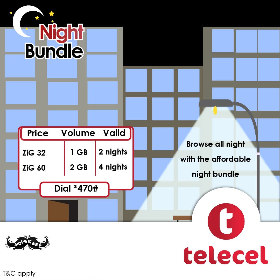 Kill the night with your night data bundles from Telecel! To subscribe, simply dial *470# now.  T&amp;C's apply.
#NightBundle
#TellSomeOne