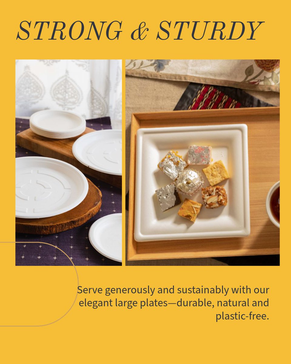 ecowareindia's tweet image. Big meals, zero waste. Ecoware large plates offer ample space and planet-friendly convenience.

#eatbetter #ecowareindia #ecowaretableware #ecoware #food #foodpackaging #restaurant #takeaway #onlineshopping #delivery #catering #sustainability #sustainable #sustainableliving