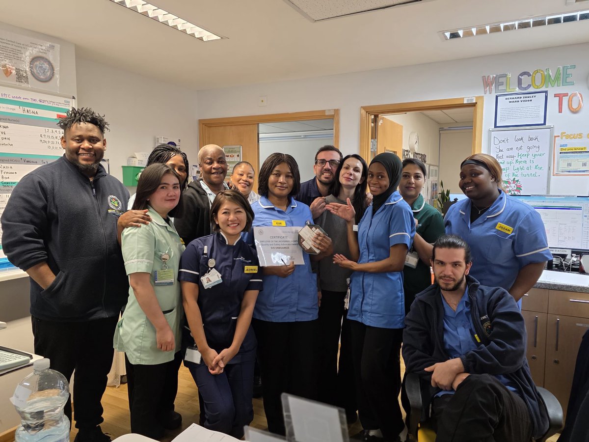bernardsunley's tweet photo. Our November employee of the month for Quality and Safety advocate award goes to Eve. She is someone who actively promotes and enhances patient safety, clinical quality, and risk reduction within their team or ward.@lindaflynn51 @QSNeurosurgery @uclh @probert_david #OneTeam https://t.co/tjXvKwlDwg