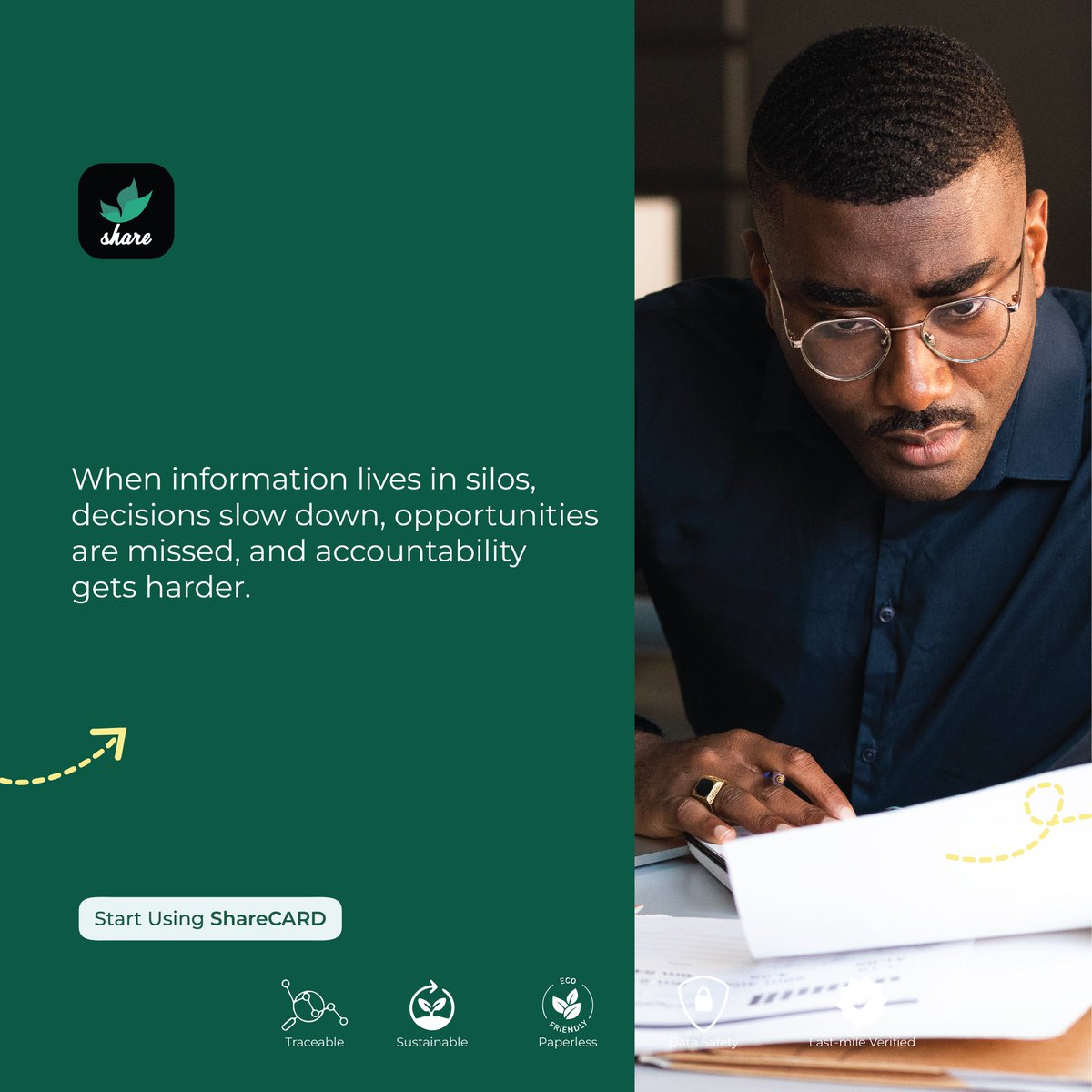 sharecard_app's tweet image. ✅ Trusted reports for funders
Break the silos. Strengthen your impact.
#DataSilos #OneSourceOfTruth #AgriTech #Efficiency