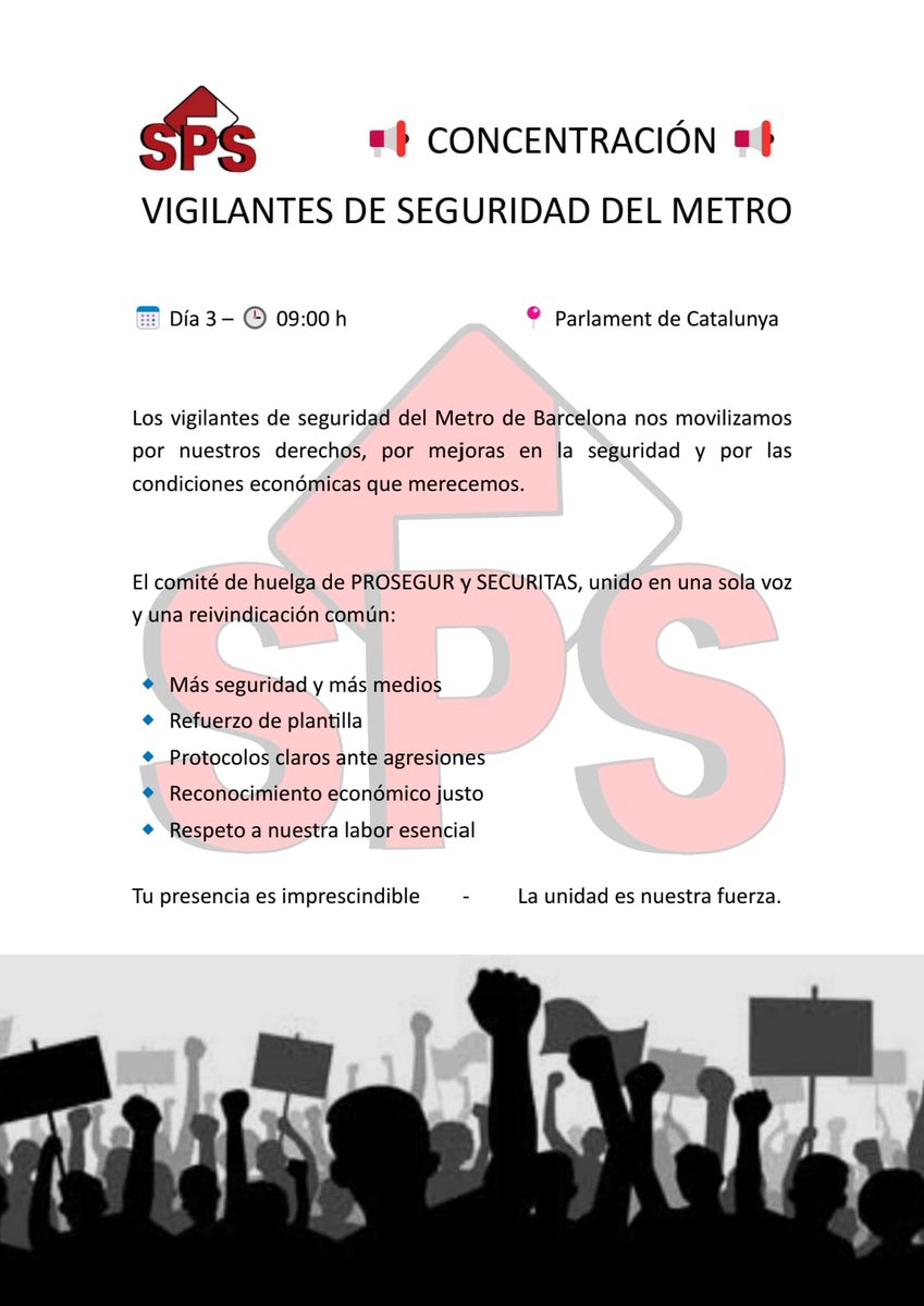 SindicatoSPS's tweet photo. #concentracion #vigilantes #metro #Barcelona #mejoras #ya https://t.co/IHETWn1F7o