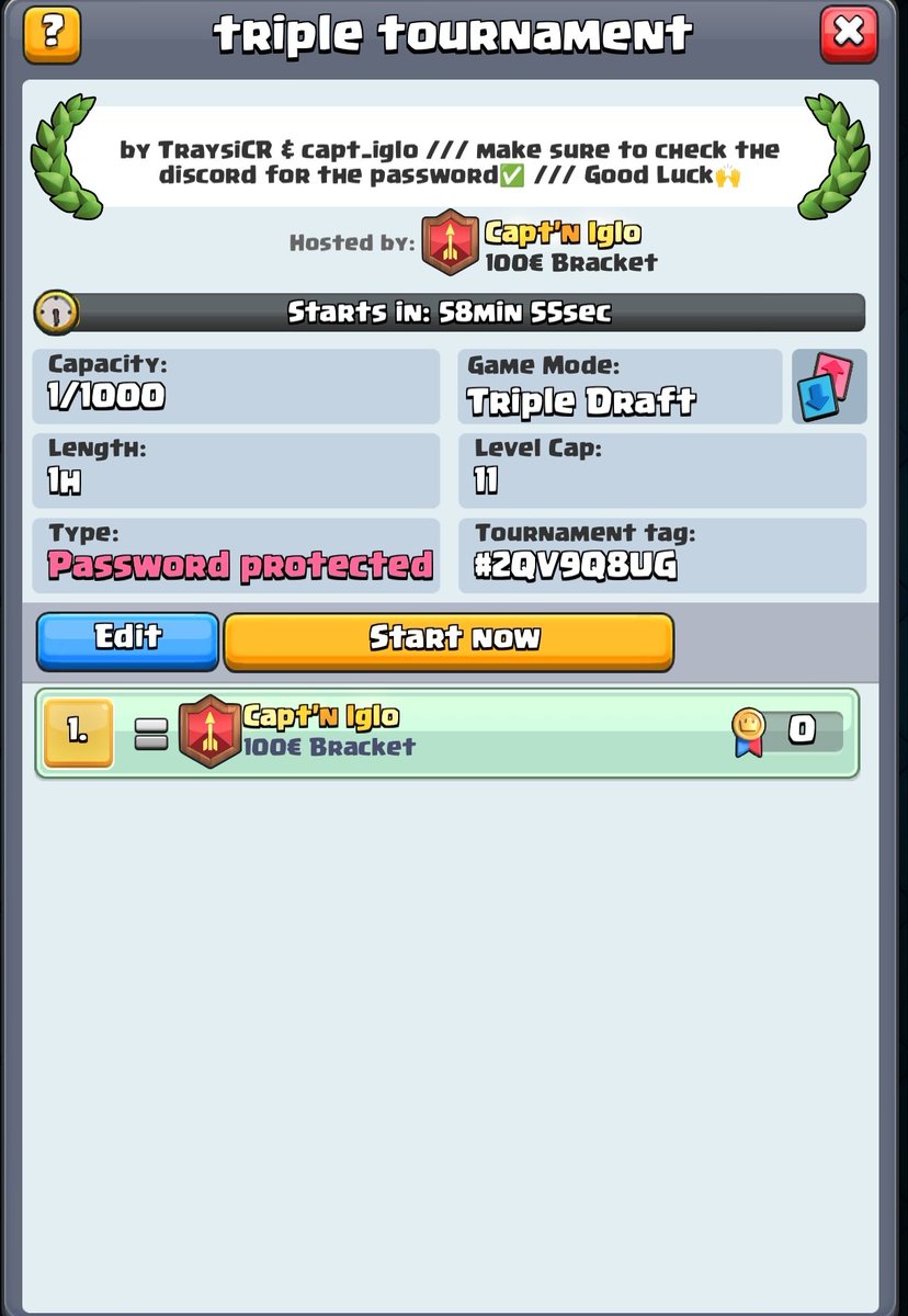 Tournament got created👋