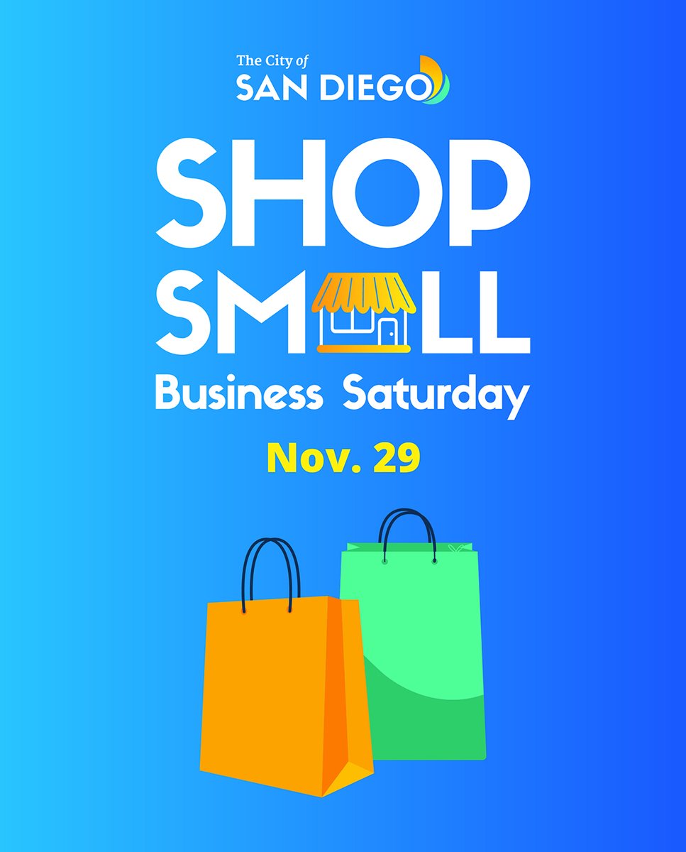 CityofSanDiego's tweet image. Nov. 29 is Small Business Saturday! 🎉 Check out Barrio Logan, Hillcrest, North Park &amp;amp; Ocean Beach for free coffee, raffles, local art &amp;amp; more. Support the small shops that make your neighborhood shine. Learn more: sandiego.gov/economic-devel… 

#ShopSmallSanDiego #ShopSmall #SanDiego