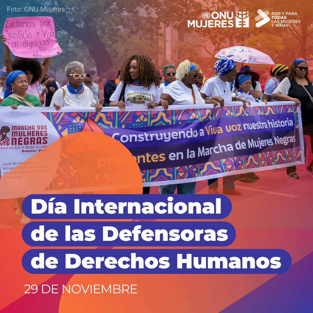 Las defensoras de derechos humanos son pilares de la democracia, la igualdad y la justicia social.​

​En este Día Internacional, ONU Mujeres llama a fortalecer su protección y garantizar que puedan ejercer su labor sin violencia ni represalias. #16Días