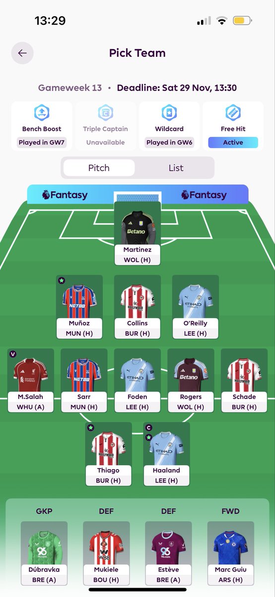 🔐 GW13 team reveal 

FREE HIT ACTIVE

🧢 Haaland

🌎 1.6m OR

Good luck everyone! #FPL #FPLCommunity
