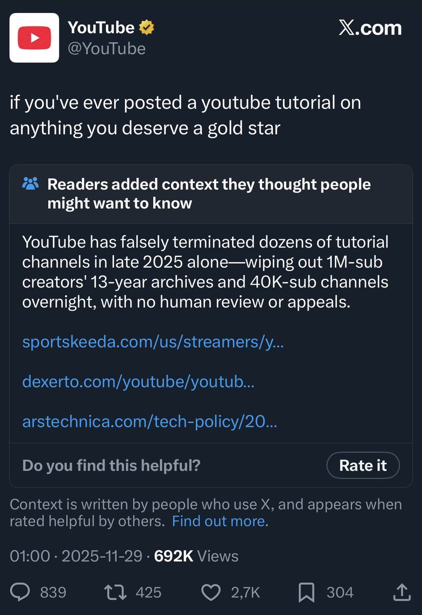 TheMoonShow's tweet image. This community note is gold. 

YOUTUBE NEEDS TO CHANGE!