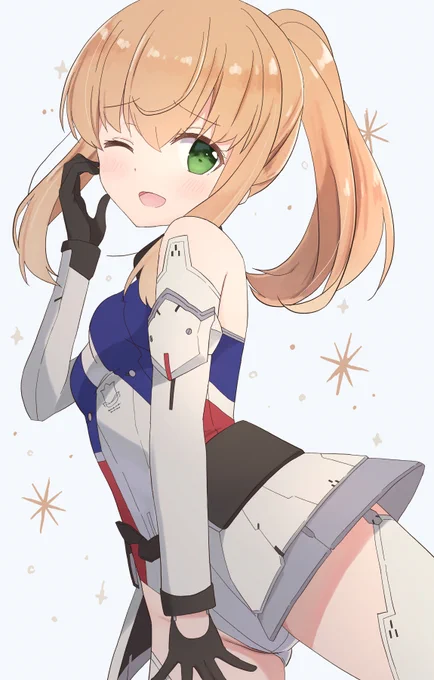なべとら先輩からのリクエストで「ほわほわしているノエル」を描きました。 ノエルちゃんのエーススーツ良いですよね、前からも後ろからも好き #アリスギアお絵かき