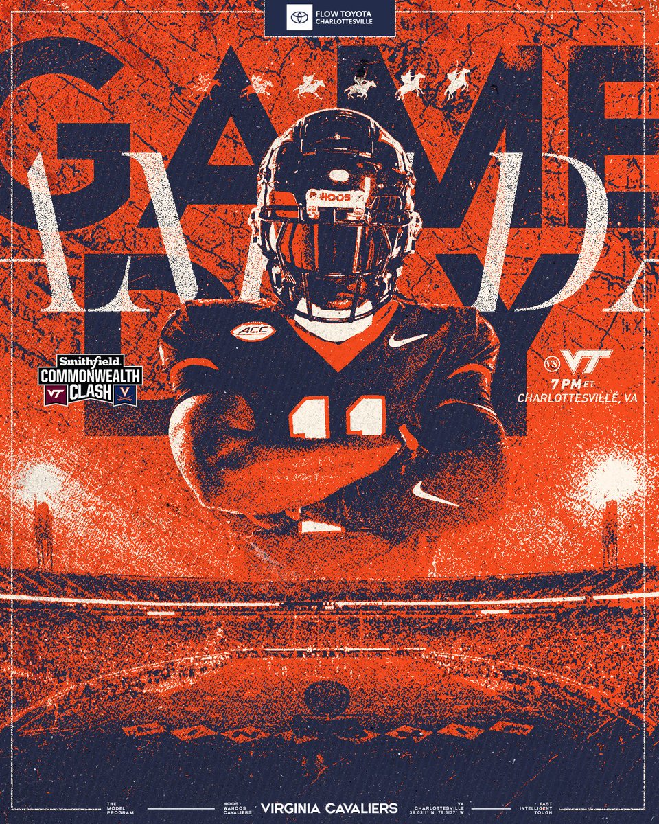 UVAFootball's tweet photo. GAMEDAY‼️

Presented by @SmithfieldBrand 

#GoHoos 🔶⚔️🔷 https://t.co/WRog5vFtNU