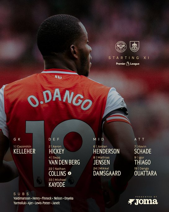 A team line-up graphic with Dango Ouattara as the background. 