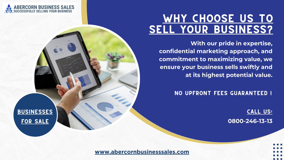 Why choose us to sell your business?
With our pride in expertise, confidential marketing approach, and commitment to maximizing value, we ensure your business sells swiftly and at its highest potential value. 

Link: abercornbusinesssales.com/businesses-for…

#businessbrokerUK #sellingyourbusiness