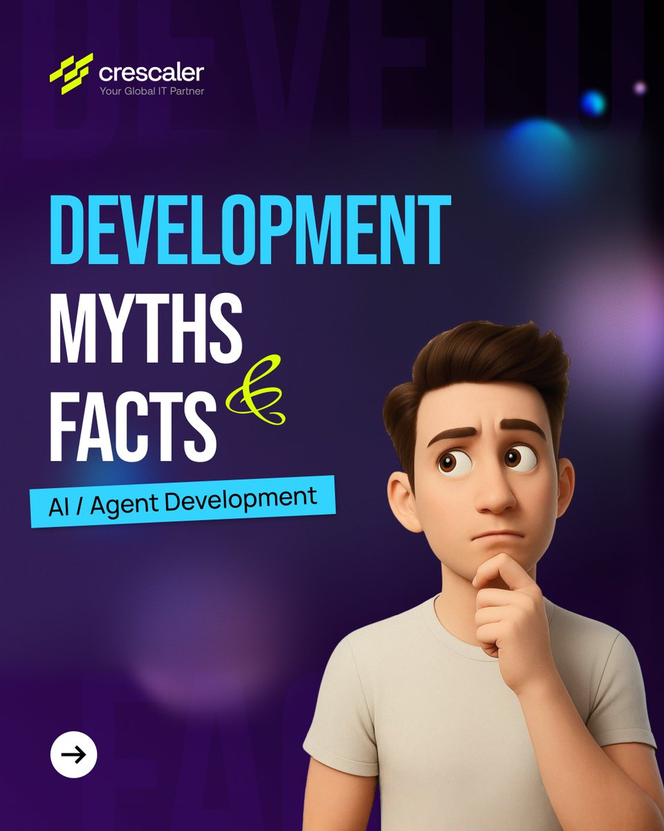 Crescaler's tweet image. MYTH: “AI will replace developers.”
FACT: AI enhances workflows—but human intelligence still drives innovation, creativity, and problem-solving.
AI doesn&apos;t eliminate developers.
📧 Build smarter, scalable AI with us → hi@crescaler.com
#AIMyths #AIFacts #AIDevelopment