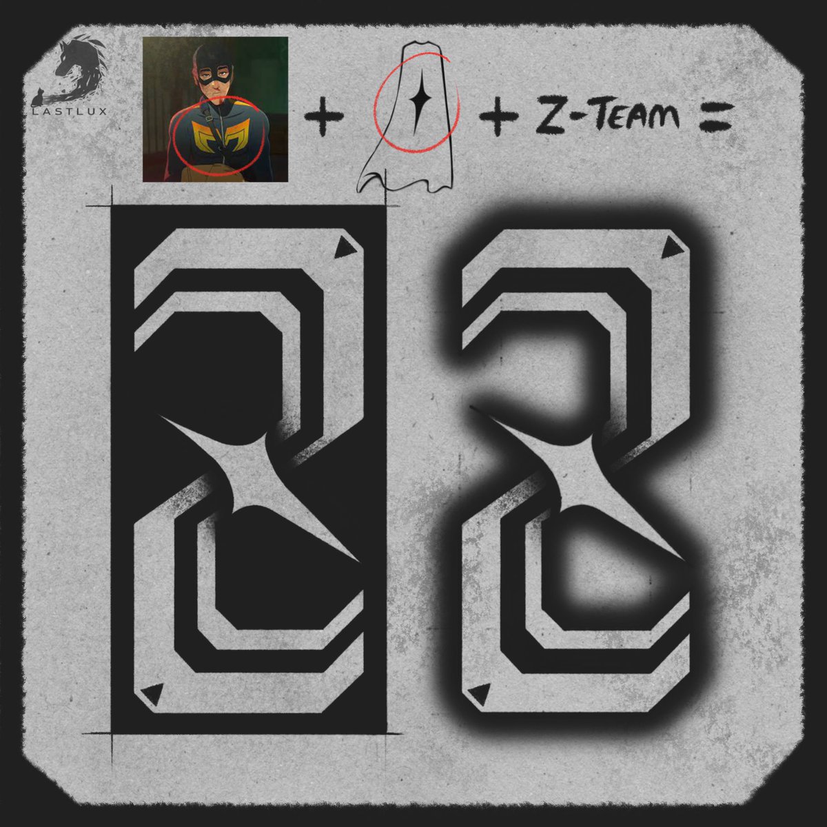 LastLux's tweet photo. I had an idea of a symbol for the Z-Team, which could double as a tattoo design. It utilises Mecha Man’s symbol modified into a Z, and the star from the Dispatch logo.
#dispatch https://t.co/necC7RZTw5