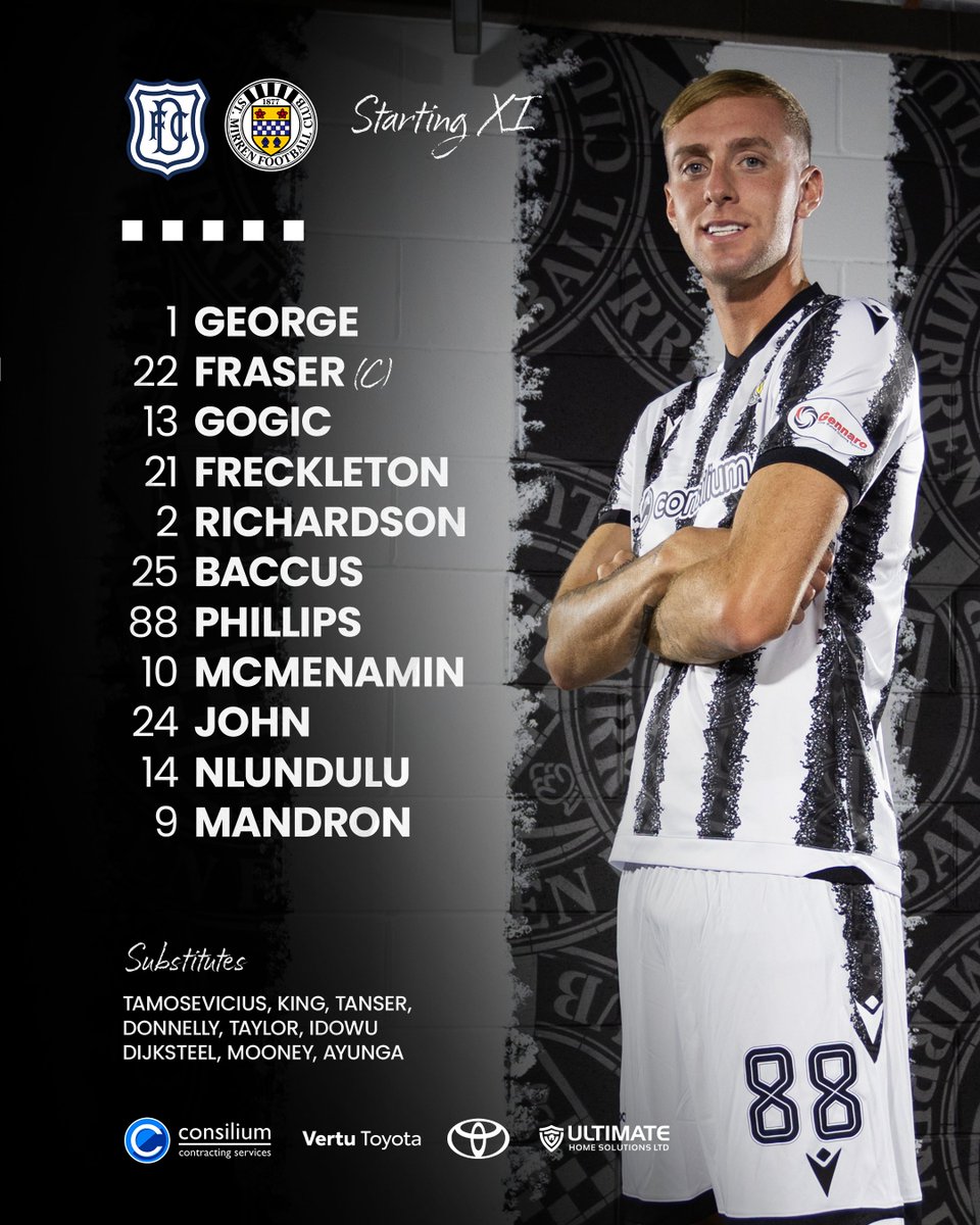Paisley Saints 👊

🆕 Your St Mirren starting line-up for today's William Hill Premiership match away to Dundee.