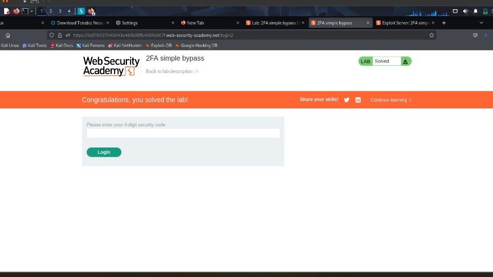 OfficialTobiie's tweet image. Day 2: PortSwigger – 2FA Simple Bypass 🔐

Today’s lab showed how weak 2FA can be skipped.
Logged in with the victim’s credentials and bypassed the verification step by navigating straight to /my-account.
#100DaysOfCybersecurity #PortSwigger #WebSecurity