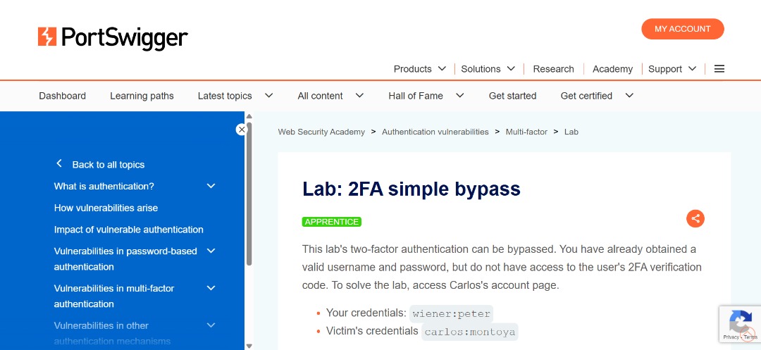 OfficialTobiie's tweet image. Day 2: PortSwigger – 2FA Simple Bypass 🔐

Today’s lab showed how weak 2FA can be skipped.
Logged in with the victim’s credentials and bypassed the verification step by navigating straight to /my-account.
#100DaysOfCybersecurity #PortSwigger #WebSecurity