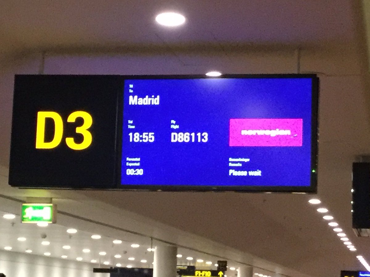 More than  five  hours waiting for the fly to Madrid in Copenhague 
Nobody from Norwegian gave us any explannation