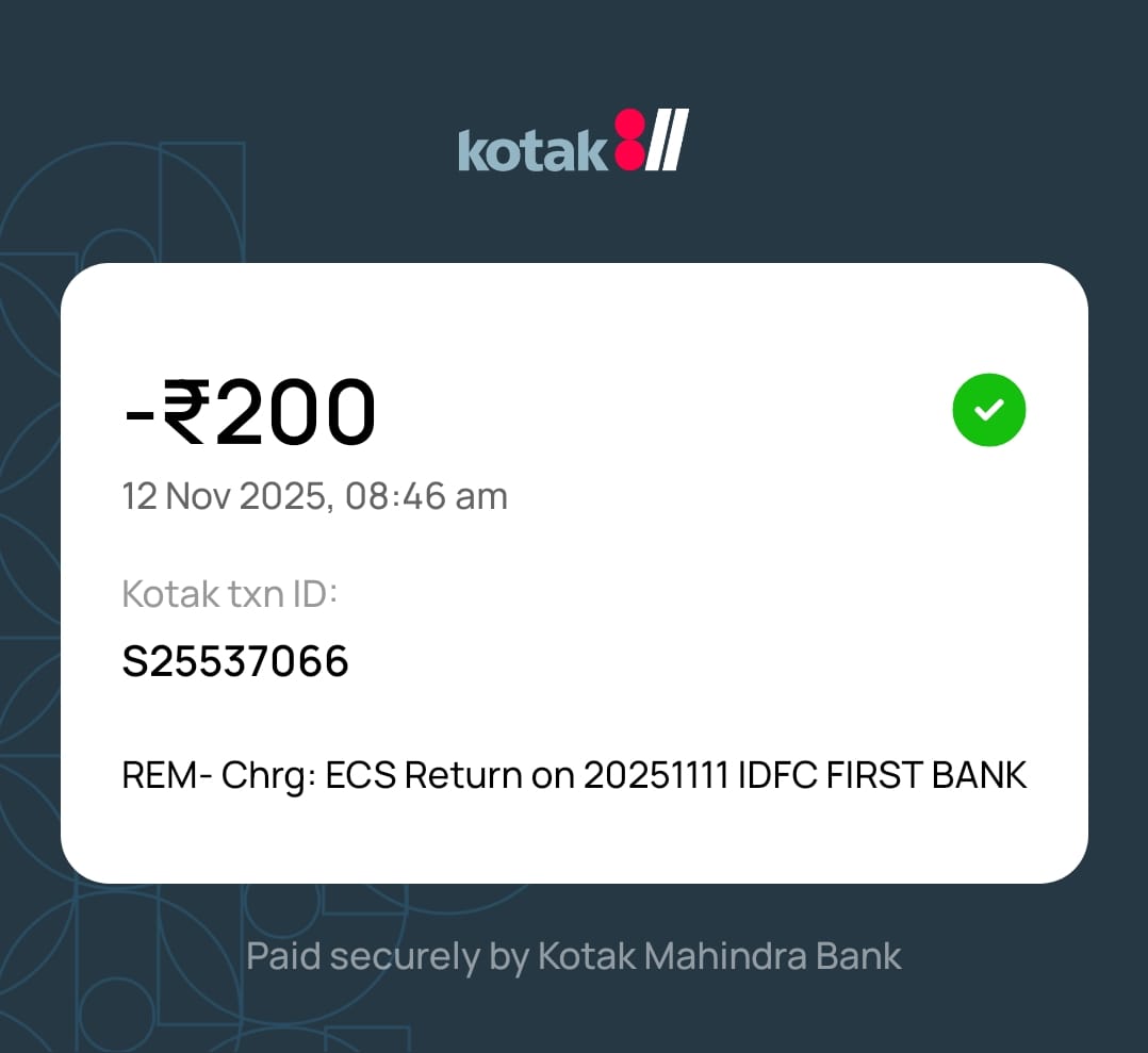 QureshiRM1's tweet photo. @IDFCFIRSTBank
@jagograhak_jago @consaff, @TRAI, @inidhikhare, @Nccf_India  
IDFC FIRST Bank Ltd Altamash R. Qureshi Loan A/c no. *****9504 Sir/Madam, my EMI date was 03/11/2025 but why was a bounce charge of Rs 589 deducted on the same day, ... https://t.co/3FJClgDs3q
