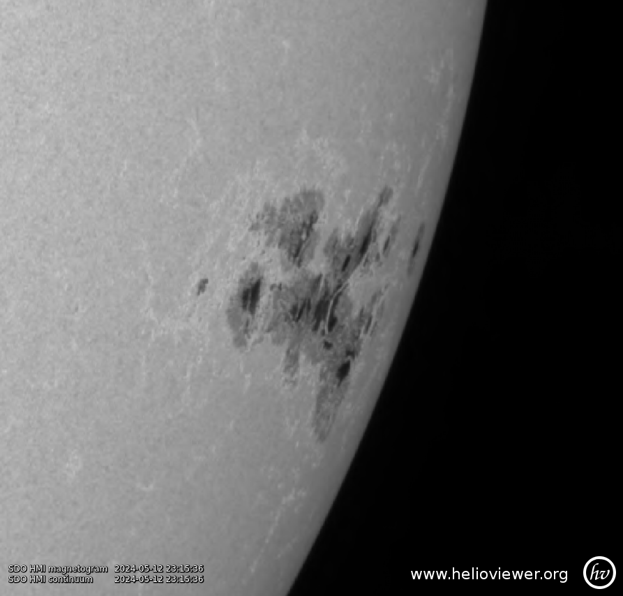 How big is AR 4294? Here is a comparison between: #1 - AR 4294 right now, #2 - AR 4274 as it rotated into view on Nov 2nd, just before beginning the big X-class flare barrage and #3 - AR 3664 on May 12th, 2024 as it approached the W limb. I suppose AR 3664 and its flare history