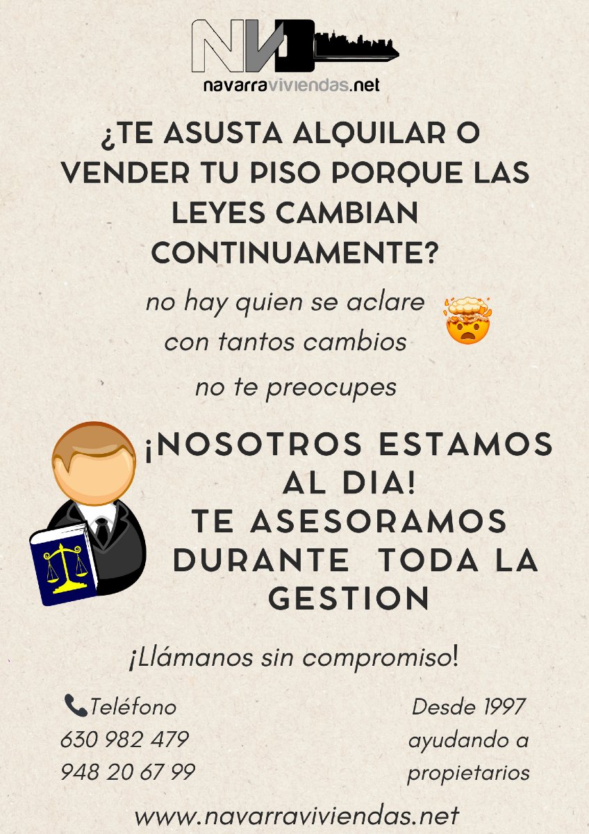 navarravivienda's tweet image. Las leyes cambian continuamente...
¿Quieres vender tu piso sin líos? 🏠
¡En navarraviviendas te lo ponemos fácil! 😎

¡Llama al ☎ 630982479 y te asesoramos durante toda la gestión! 💰 

#vender, #piso, #navarraviviendas, #navarra, #vivienda, #agencia, #inmobiliaria, #venta