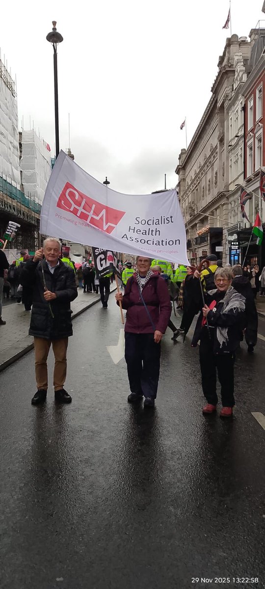 Some of our SHA members marching today for Palestinians. The SHA in its 95 year history has an unparalleled record of internationalism. Our members stand in that tradition! #freepalastine