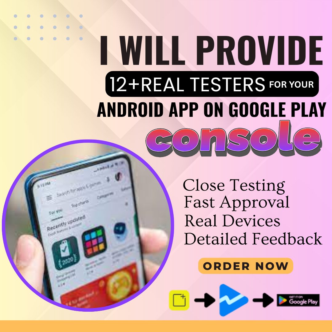 ParvinParu0's tweet image. Optimize your Android app before launch.
I provide #12verifiedtesters who deliver detailed, actionable feedback to improve performance and user experience.
Contact me via DM.

#apptesting #androiddevelopers #20testers #betatesting #googleplay #mobiletesting #12testers
