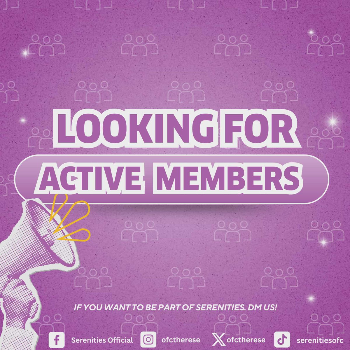 OFCTherese's tweet photo. Hey Serenities! 💜 

We’re looking for active members to join our community and share the love for Therese. 

Come be part of the fun, stay updated, and enjoy exclusive content about Therese! ✨

#ThereseVillamor https://t.co/2Dbqh0zoSZ