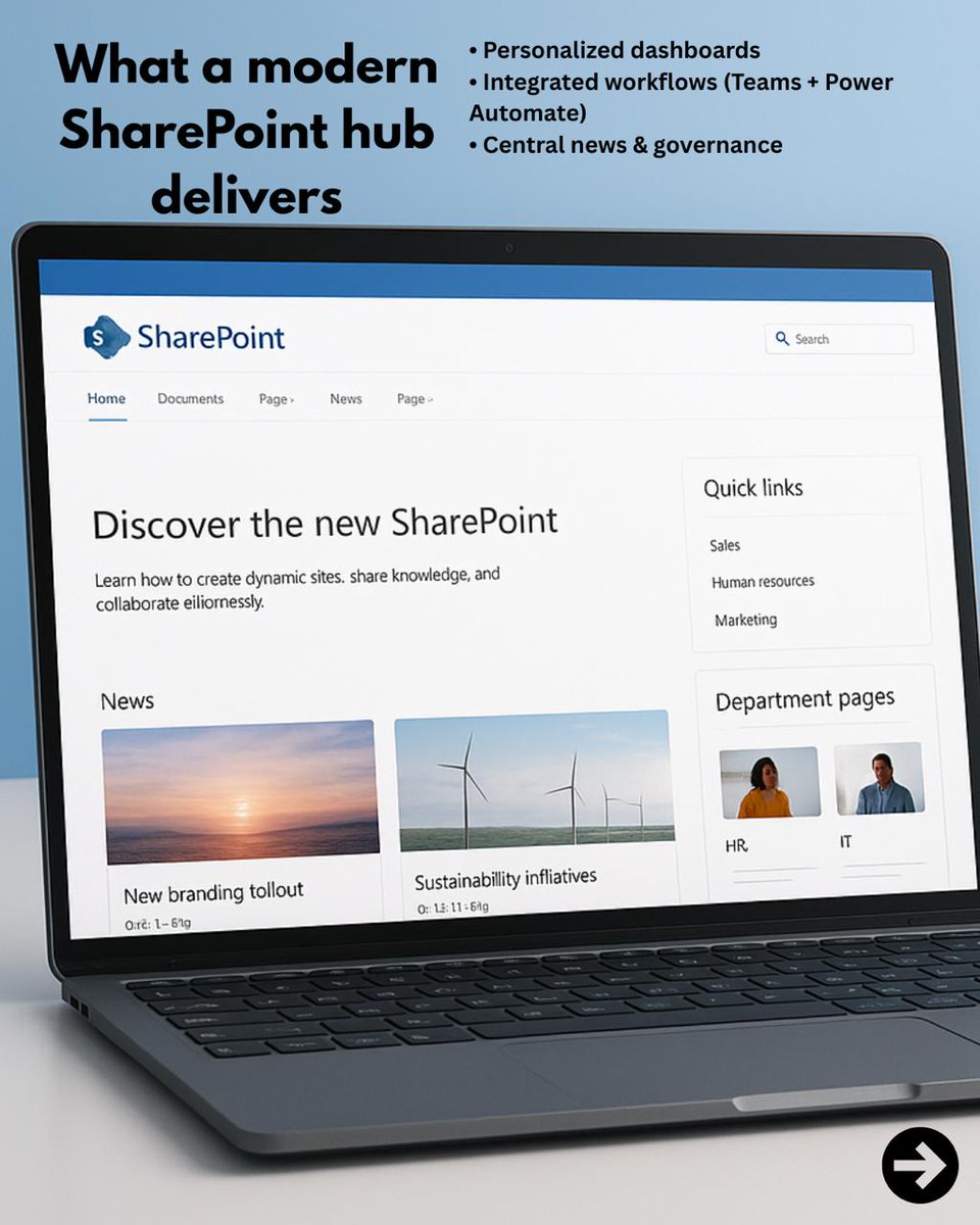 JJCSystems's tweet image. Still running your intranet like it’s 2010?

Let’s transform it into a fast, searchable, integrated SharePoint hub that drives real productivity.

Contact us today for a demo! 

#SharePoint #Microsoft365 #DigitalWorkplace #IntranetDesign #ITServices #ModernWork #ProductivityHub