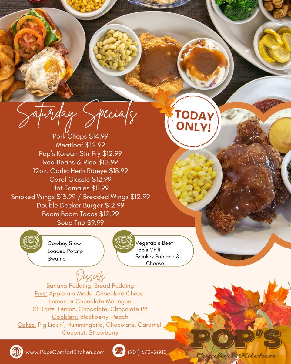 popscomfort's tweet image. ✨ Craving goals unlocked! Our juicy, perfectly seasoned pork chops are sizzling and ready for your plate. Who&apos;s hungry? 🐖🔥

PopsComfortKitchen.com

#ComfortFood #SaturdaySpecials #PorkChops #Meatloaf #PopsComfortKitchen #Vegetables #Catfish #MEMRestaurants #EdibleMemphis
