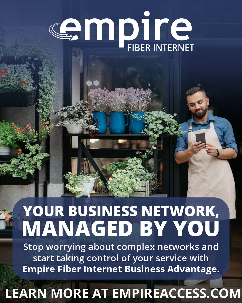 Your Business Network, Managed by You.

Stop stressing over network complexity and start taking control!
👉 Learn more at loom.ly/I16p-EI

 #EmpireFiberInternet  #BusinessInternet #SmallBusiness
