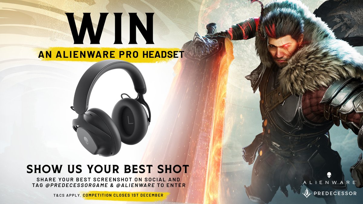 PredecessorGame's tweet image. Still time to win 1 of 10 @Alienware Gaming Headsets! 🎧🔥

1️⃣ Download Predecessor
2️⃣ Capture an epic screenshot
3️⃣ Share it on X, IG or FB
4️⃣ Tag @Alienware + @PredecessorGame

📅 Closing Dec 1st.