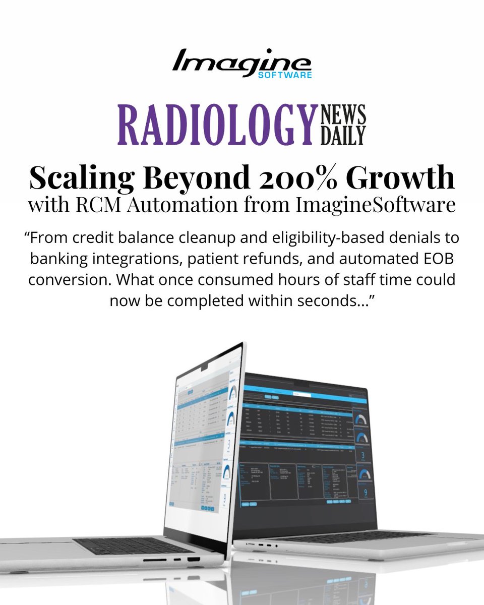 ImagineTeam's tweet image. Learn more about #ImagineSoftware working together with Rezolut, automating their entire revenue cycle from pre-service to zero balance here: loom.ly/MiejFGg 
See us during @RSNA - Stop by Booth #4359, South Hall to experience the future of #RCM. #imagineone
