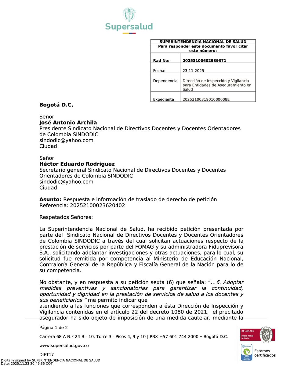 SindodicSindicato Nacional de Directivos Docentes tweet media