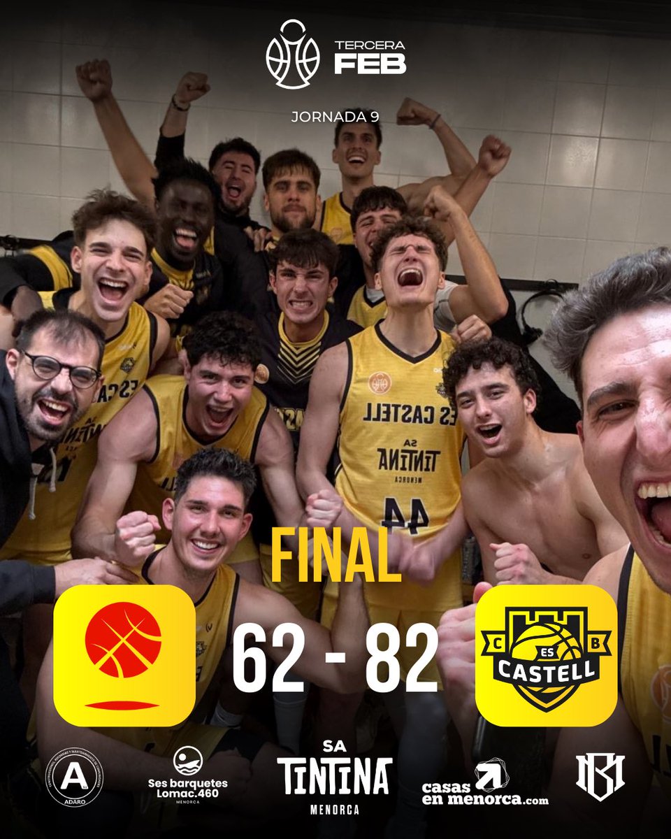🔥 𝐅𝐈𝐍𝐀𝐀𝐀𝐋!
😍 QUINA VICTÒRIA MÉS ESPECTACULAR A CASA DEL LÍDER! GRÀCIES A TOTS ELS DESPLAÇATS! SEGUIM! 🚀💛

🔴 <a href="/cbnavas/">CB Navàs</a> 6️⃣2️⃣
🟡 Sa Tintina Es Castell 8️⃣2️⃣

#UnaTemporadaPerSomiar #EsCastell
#OrgulldePoble #TerceraFEB