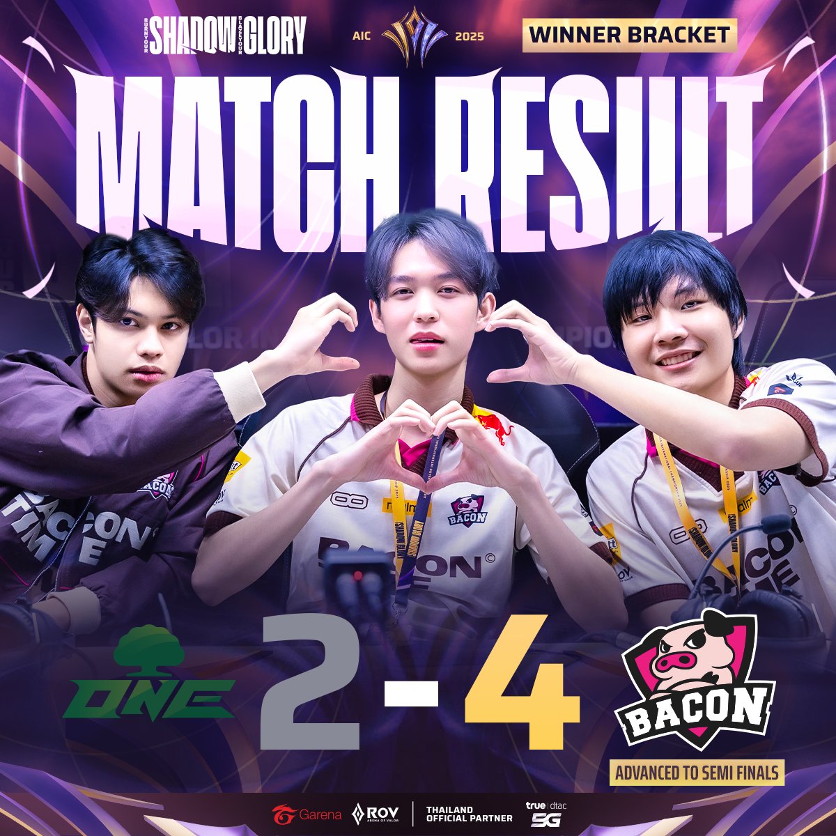 GarenaRoVTH's tweet image. การันตีทีมไทยเข้าชิง! 🐽 Bacon Time คว้าตั๋วเข้ารอบ 4 ทีมสุดท้าย AIC 2025🏆 สำเร็จ! โดยต้องไปชิงตั๋วรอบชิงกับ❤️‍🔥Full Sense แชมป์ RPL ไทย ในงานออฟไลน์ 6-7 ธ.ค.นี้! พรุ่งนี้ (30 พ.ย.) 17:00 เชียร์ทีมไทย 🇫🇷 PSG 🆚ONE🌳ใครชนะผ่านเข้ารอบ 4 ทีมสุดท้าย ใครแพ้..ตกรอบทันที! #AIC2025 #RoV