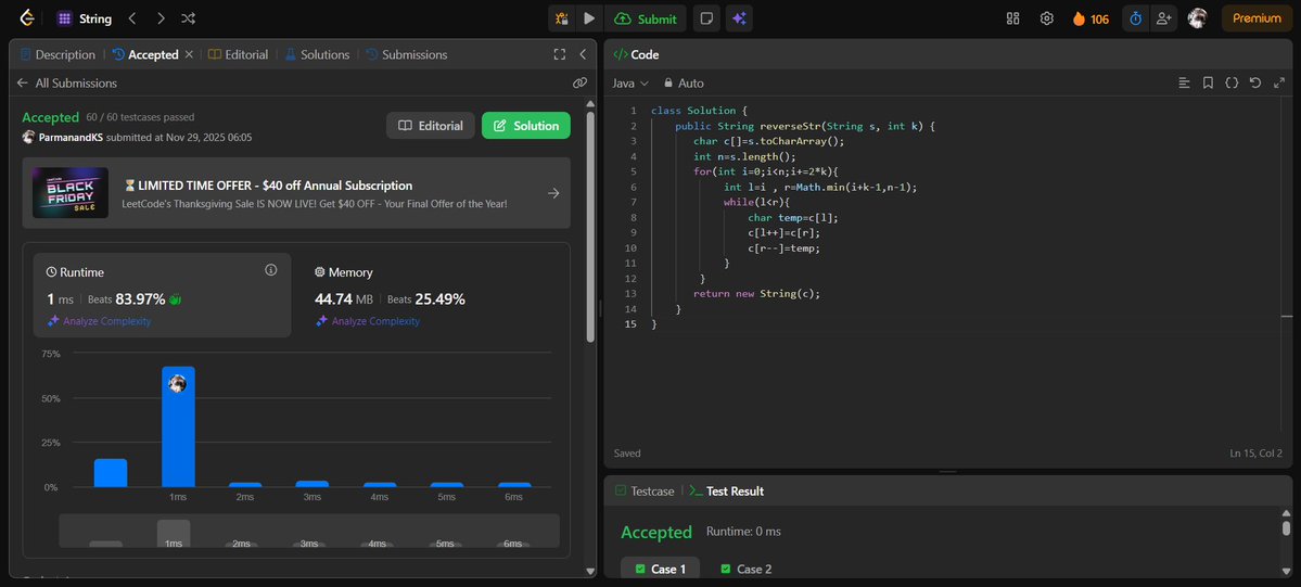 ParmanandKS's tweet image. 📚 Day 133 of learning DSA with @kunalstwt
Today&apos;s topic: 5 DSA Problems
📌 Key takeaway: Ransom Note, Isomorphic Strings, Reverse Str II, To Lower Case, Min Ops for Array Sum / K
🧠 Feeling: Productive

Here’s what today looked like👇
#DSAwithKunal #LearnInPublic #100DaysOfCode