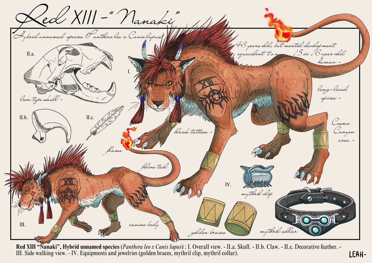 LeahFoxDen's tweet photo. Red XIII - "Nanaki" 🔥
Hybrid unnamed species (Panthera leo x Canis lupus)

from Final Fantasy VII

#FinalFantasyVII  #finalfantasy7 #FinalFantasyVIIRemake #Finalfantasyviirebirth  #Nanaki #SquareEnix https://t.co/qZbtjL3CSx