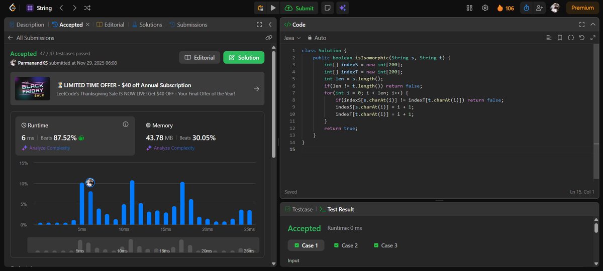 ParmanandKS's tweet image. 📚 Day 133 of learning DSA with @kunalstwt
Today&apos;s topic: 5 DSA Problems
📌 Key takeaway: Ransom Note, Isomorphic Strings, Reverse Str II, To Lower Case, Min Ops for Array Sum / K
🧠 Feeling: Productive

Here’s what today looked like👇
#DSAwithKunal #LearnInPublic #100DaysOfCode
