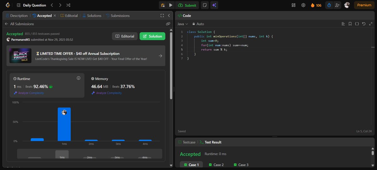 ParmanandKS's tweet image. 📚 Day 133 of learning DSA with @kunalstwt
Today&apos;s topic: 5 DSA Problems
📌 Key takeaway: Ransom Note, Isomorphic Strings, Reverse Str II, To Lower Case, Min Ops for Array Sum / K
🧠 Feeling: Productive

Here’s what today looked like👇
#DSAwithKunal #LearnInPublic #100DaysOfCode