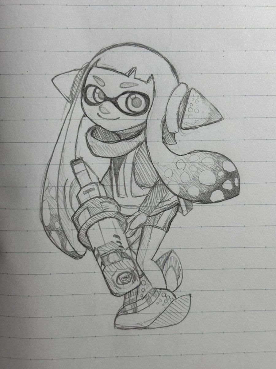 sato_eak's tweet photo. 模写だけど最近のイカ絵を置いとく https://t.co/OrJiQHAJCd