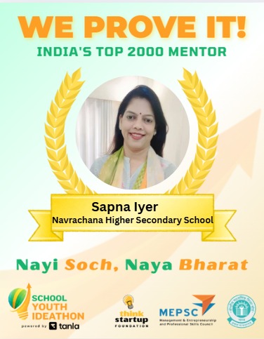 I am happy to share that I have received the Top 2000 Mentor Badge at the School Youth Ideathon 2025 📷
 <a href="/top/">top</a> fans CBSE Skill Education NITI Aayog Ministry of Education
#TopYouthIdeathonMentor #SchoolYouthIdeathon2025 
#SYI2025
#NayiSochNayaBharat 
#ThinkStartup