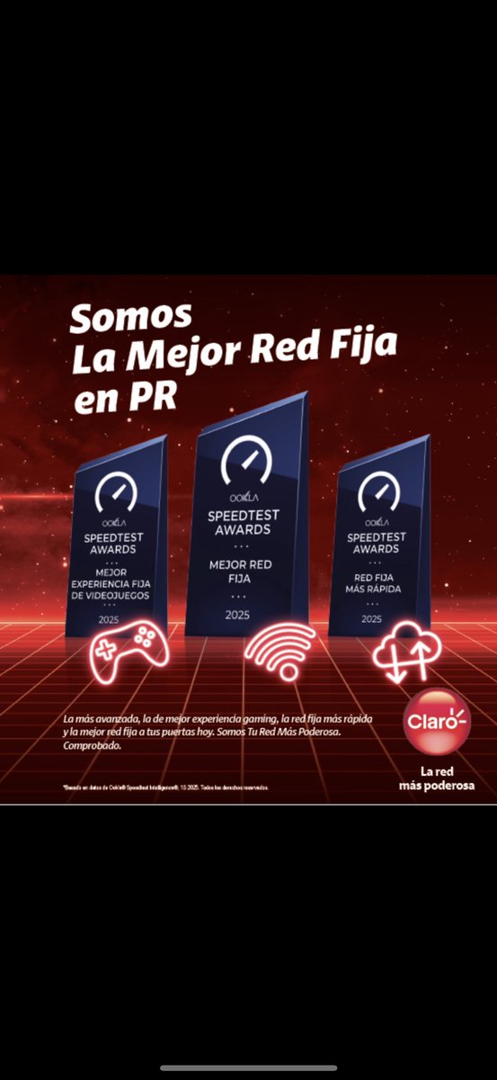EOMontellano's tweet photo. La Mejor Red de Internet de Puerto Rico, Certificado + la Mejor Promoción Solo en @clarotodo #FibraOptica #VelocidadSimetrica
#HiSpeed @juancpedreira @YoSoyUnGamerTW https://t.co/8eRGTDJbBe
