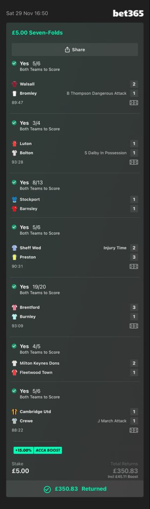 bettingvillage's tweet image. 60/1 BTTS WEBSITE ACCA LANDS!!! 🥳🥳🥳🥳🥳🥳🥳🥳🥳

WHAT A DAY!!!

60/1 BTTS WINNER AND A 217/1 WINNER ON @thetipsguide 🤯🤯🤯🤯

INCREDIBLE 😍😍

WHO GOT ON?! ❤️

18+ gambleaware