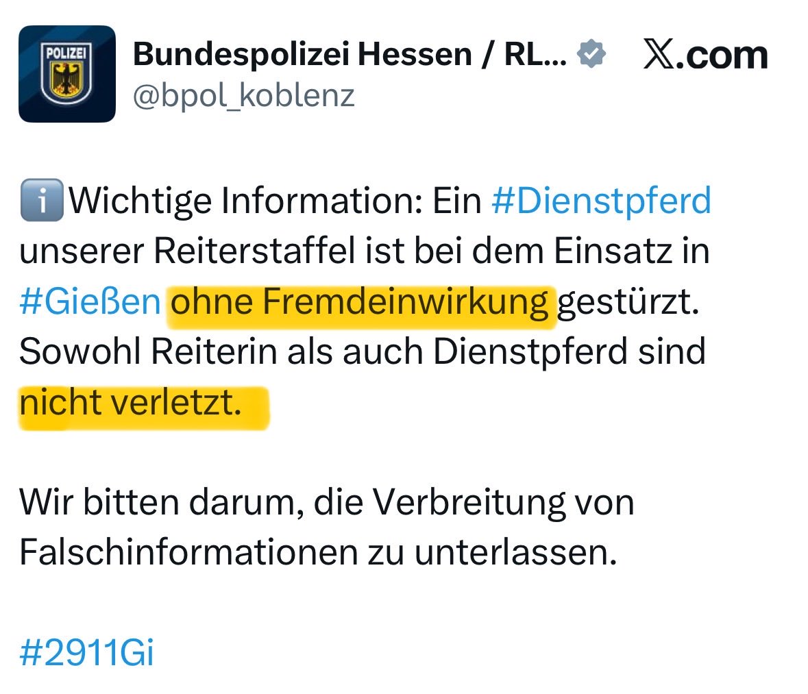 U71pb's tweet image. 1,7k Rechte glauben die Erzählung vom #Dienstpferd, dass durch „die“ Antifa verletzt wurde.

Wahrheit: 

Keine Fremdeinwirkung. Keine Verletzung.

Rechte lügen und wollen Lügen glauben. Immer. 

#fckAfD #Giessen #2911Gi